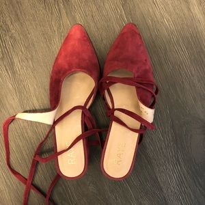RAYE kaye burgundy suede lace up pointy toe shoes
